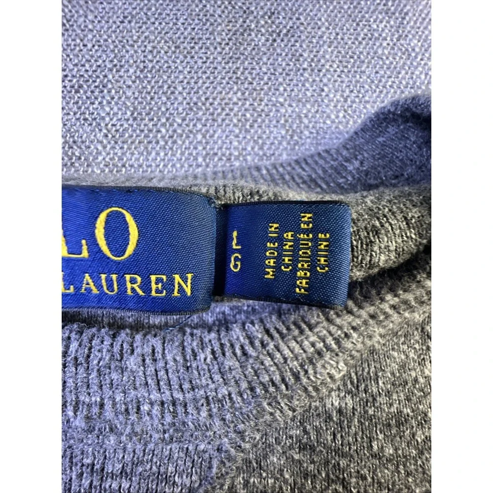 Polo Ralph Lauren Knit Sweater Men L Graphite Gray‎ Cotton Crew Neck Pullover